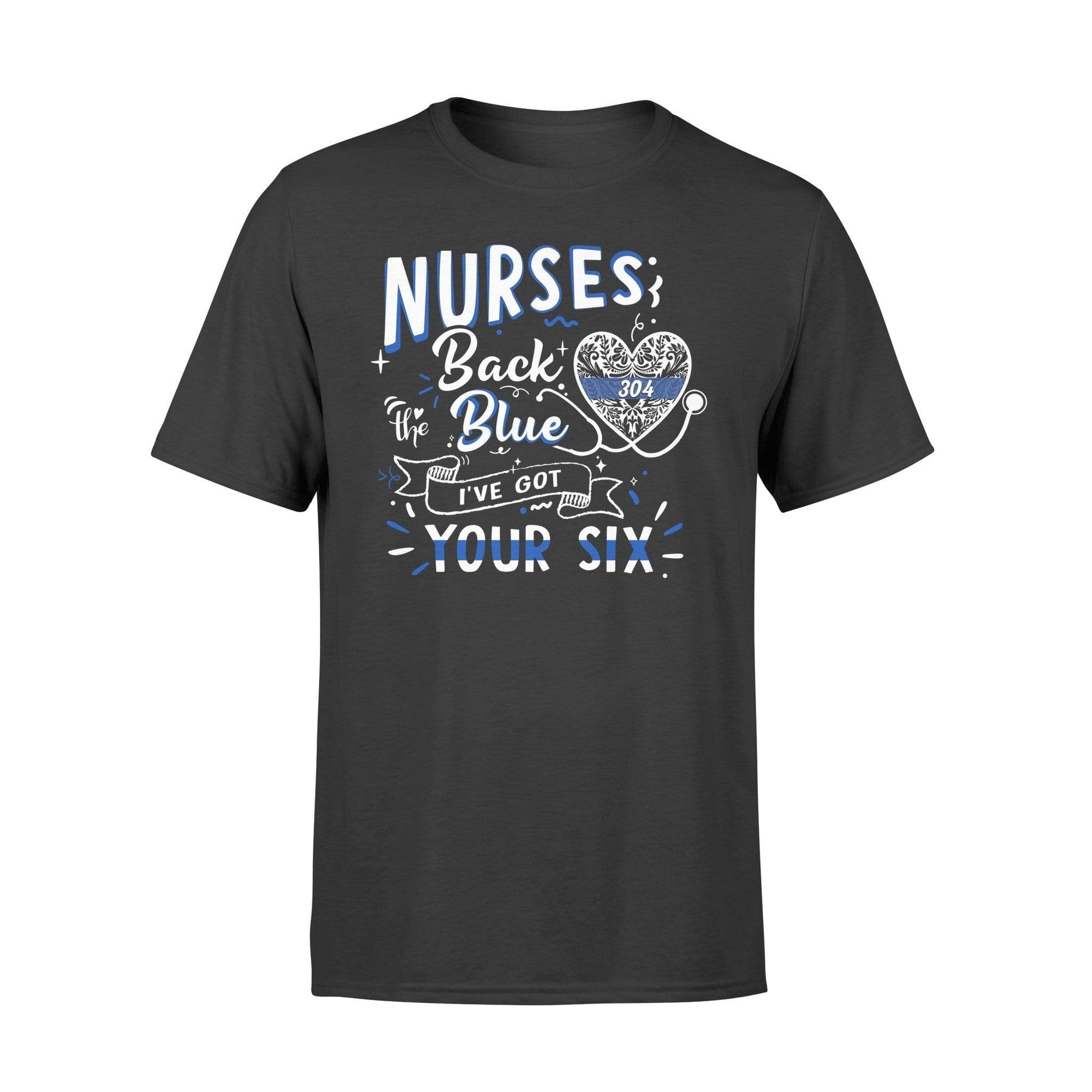 Apparel S / Black Personalized Shirt - Police x Nurse - Back The Blue Pattern Heart - Standard T-shirt - DSAPP