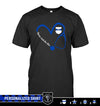 Apparel S / Black Personalized Shirt - Police x Nurse - Heart 3-4 Stethoscope - Nurses Back The Blue - Standard T-shirt