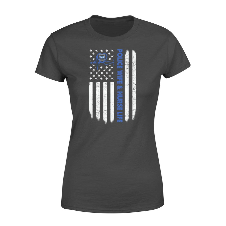 Apparel XS / Black Personalized Shirt - Police x Nurse - Police Wife Nurse Life - Standard Women's T-shirt - DSAPP