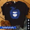 Apparel XS / Black Personalized Shirt - Police x Teacher - Pattern Apple - Police Badge - Standard Women's T-shirt