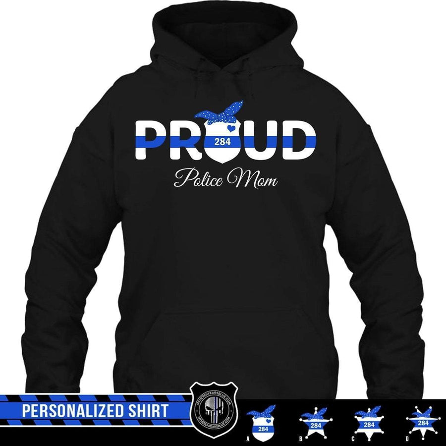 Apparel S / Black Personalized Shirt - Proud Police Mom - Badge - DSAPP