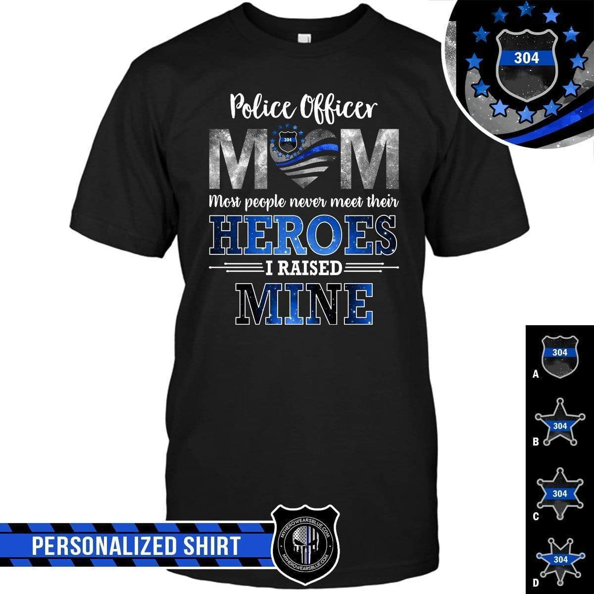 Apparel S / Black Personalized Shirt - Raised My Hero - Galaxy Flag Heart - DSAPP