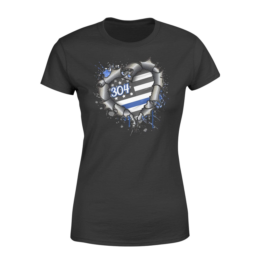 Apparel XS / Black Personalized Shirt - Ripped Torn Thin Blue Line Flag Heart - DSAPP