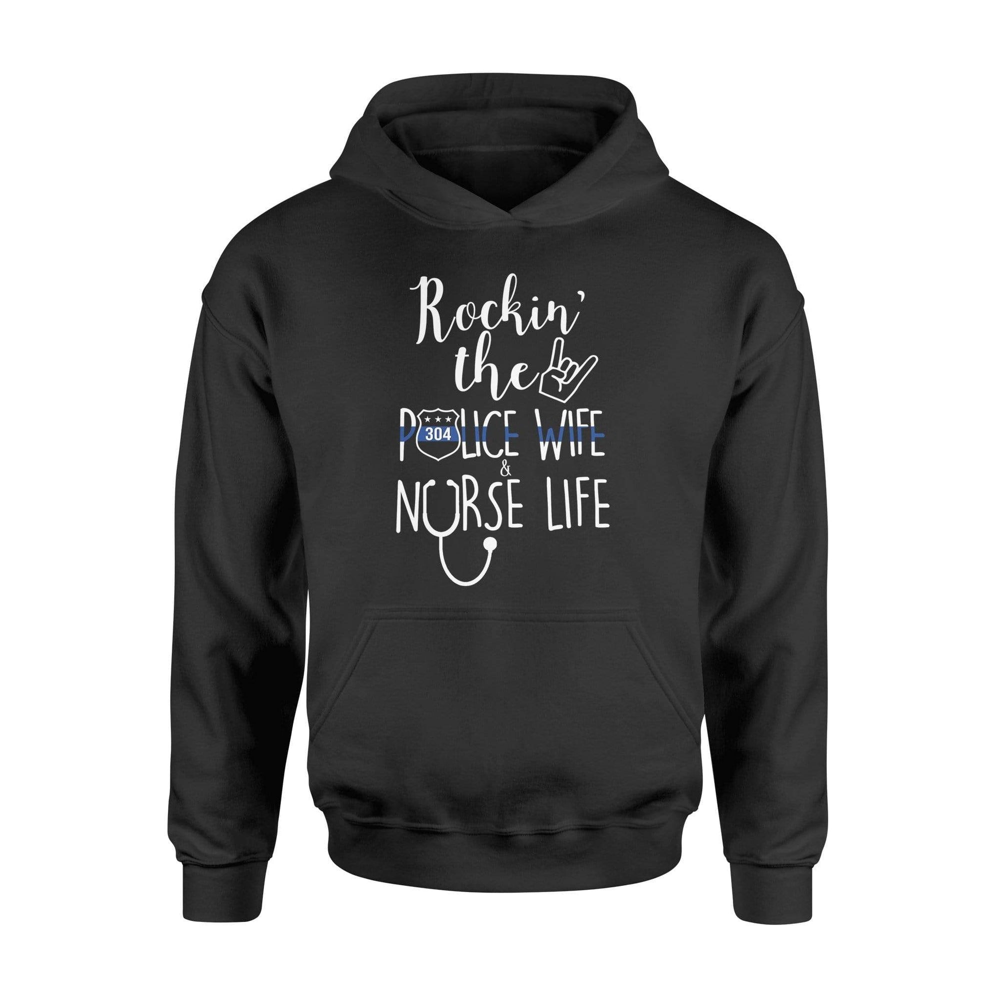Apparel S / Black Personalized Shirt - Rockin The Nurse And Police Wife Life - DSAPP