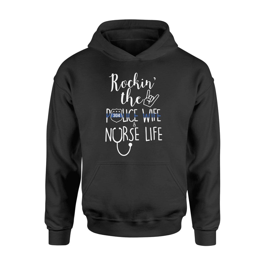 Apparel S / Black Personalized Shirt - Rockin The Nurse And Police Wife Life - DSAPP