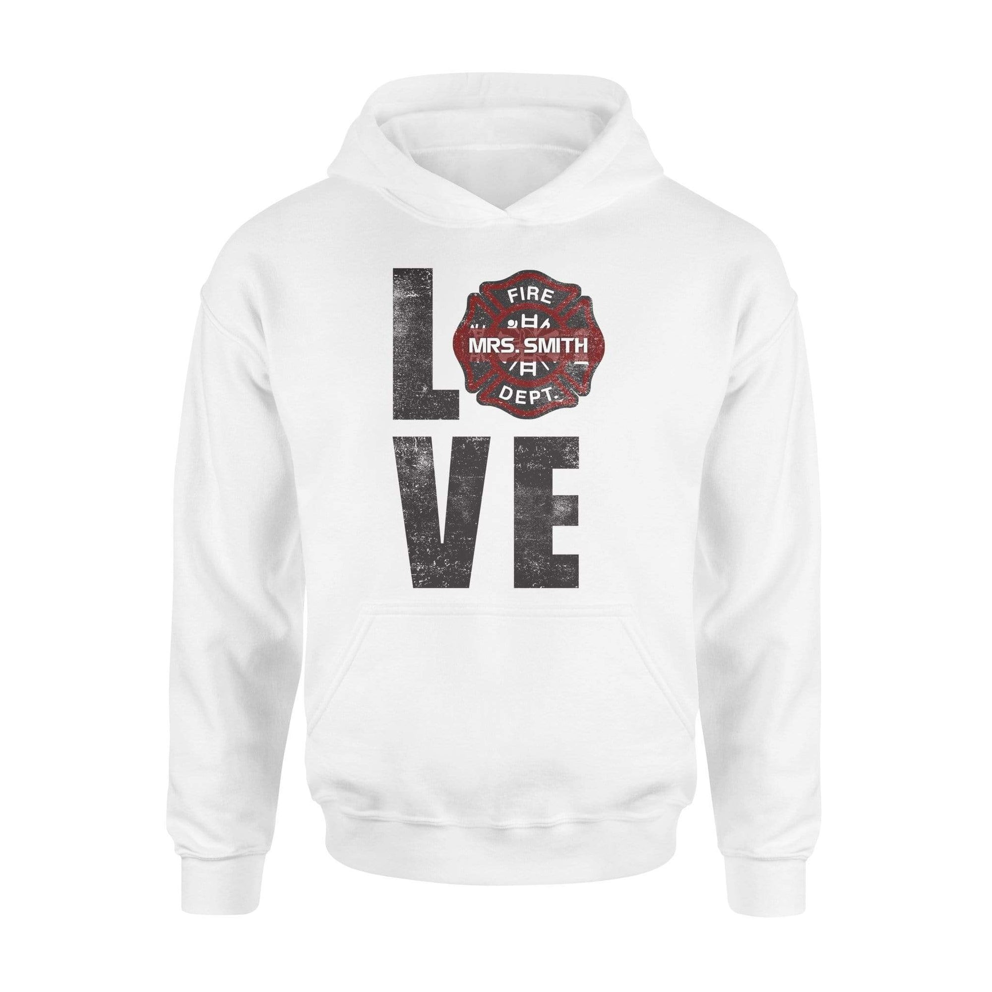Apparel S / White Personalized Shirt - Scartched Love Firefighter Emblem - DSAPP
