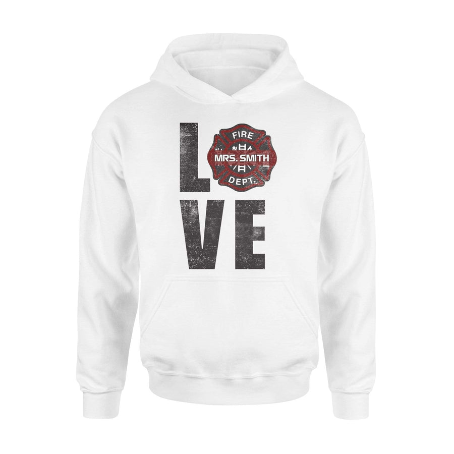 Apparel S / White Personalized Shirt - Scartched Love Firefighter Emblem - DSAPP