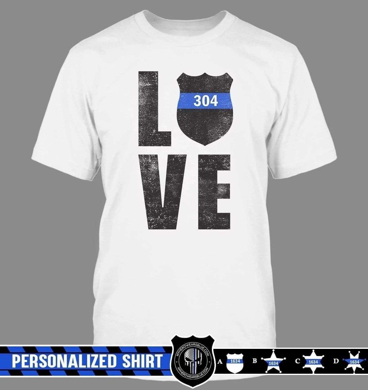 Apparel Personalized Shirt - Scartched Love Police Badge - DSAPP