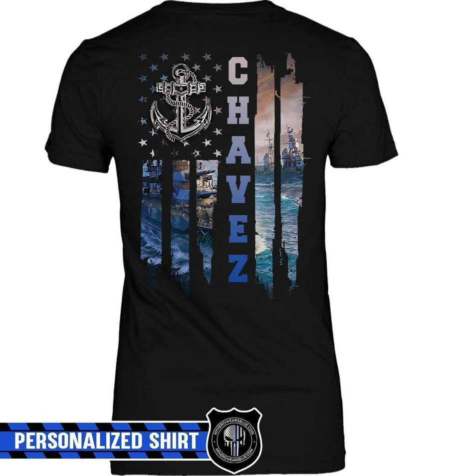 Apparel XS / Black Personalized Shirt - Scenery Inside Flag - Navy Beach - DSAPP