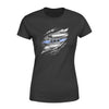 Apparel XS / Black Personalized Shirt - Scratch Thin Blue Line Flag Shirt - Standard Women's T-shirt - DSAPP