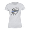 Apparel XS / Grey Personalized Shirt - Scratch Thin Blue Line Flag Shirt - Standard Women's T-shirt - DSAPP