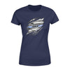 Apparel XS / Navy Personalized Shirt - Scratch Thin Blue Line Flag Shirt - Standard Women's T-shirt - DSAPP