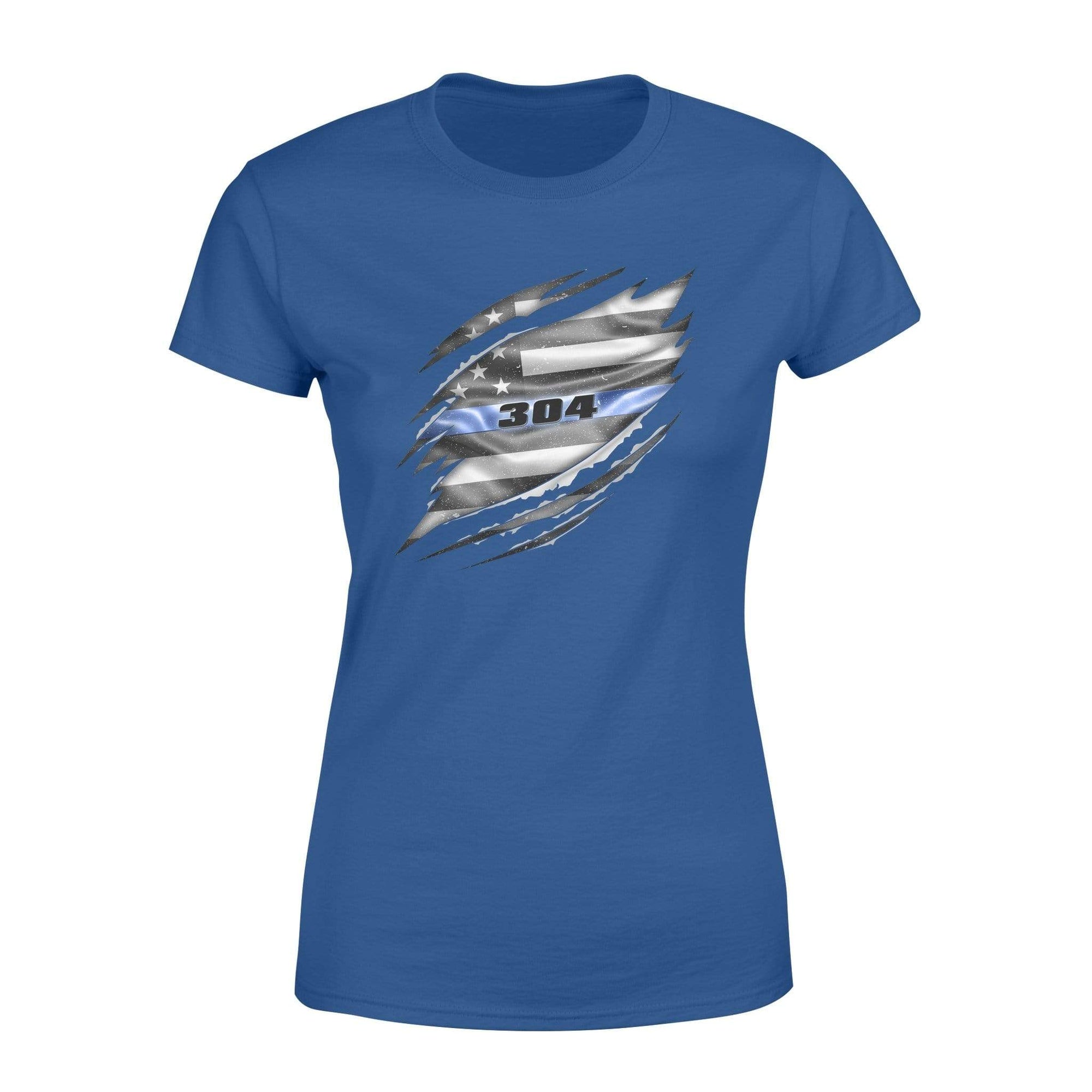 Apparel XS / Royal Personalized Shirt - Scratch Thin Blue Line Flag Shirt - Standard Women's T-shirt - DSAPP