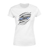 Apparel XS / White Personalized Shirt - Scratch Thin Blue Line Flag Shirt - Standard Women's T-shirt - DSAPP