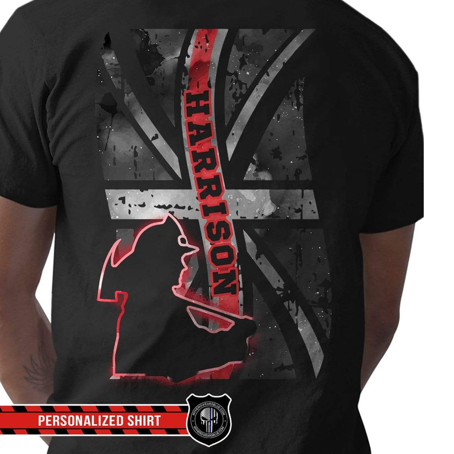 Apparel Personalized Shirt - Scratched Distressed Flag - UK Firefighter - Standard T-shirt