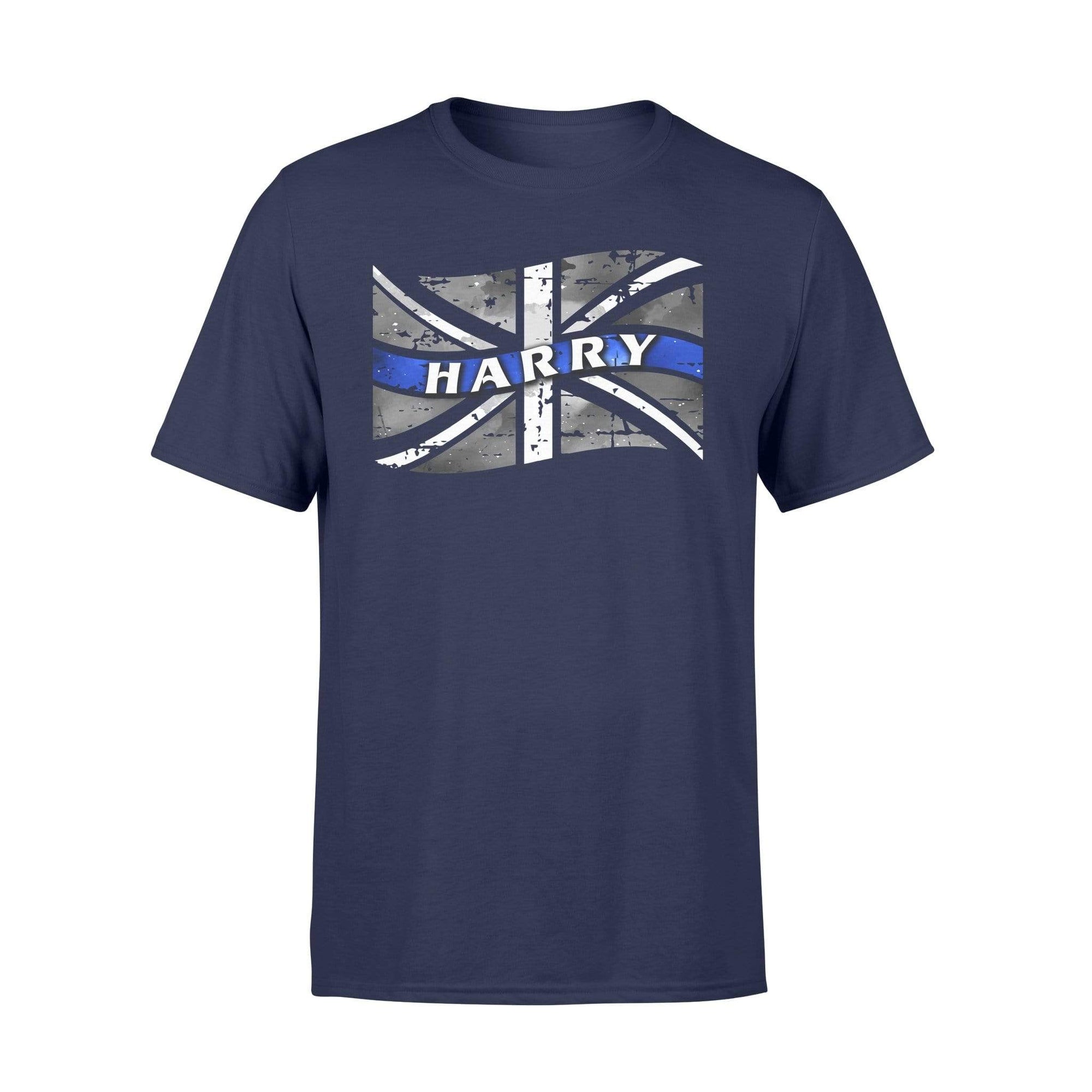 Apparel S / Navy Personalized Shirt - Scratched Distressed Flag - UK Police - Standard T-shirt