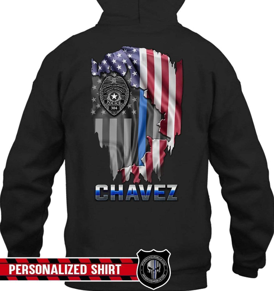 Apparel S / Black Personalized Shirt - Scratched Flag Reveal - Police - DSAPP