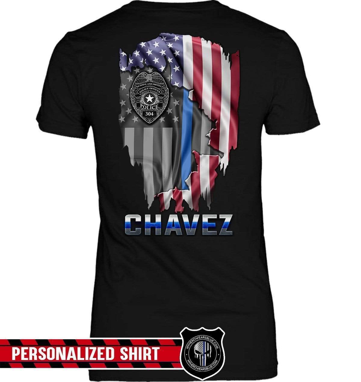 Apparel XS / Black Personalized Shirt - Scratched Flag Reveal - Police - DSAPP
