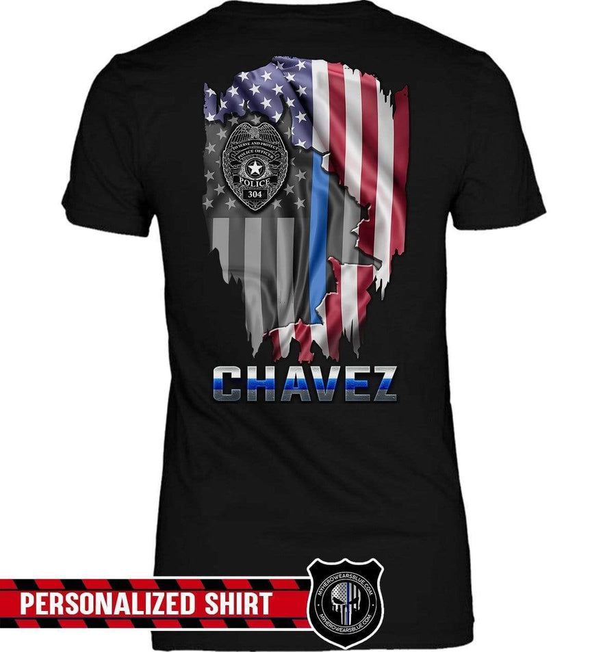 Apparel XS / Black Personalized Shirt - Scratched Flag Reveal - Police - DSAPP