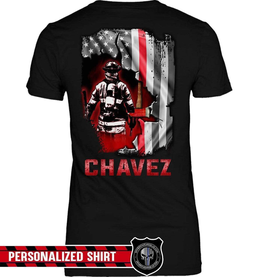 Apparel XS / Black Personalized Shirt - Scratched Nation Flag - Scratched Flag Bunker Gear - DSAPP