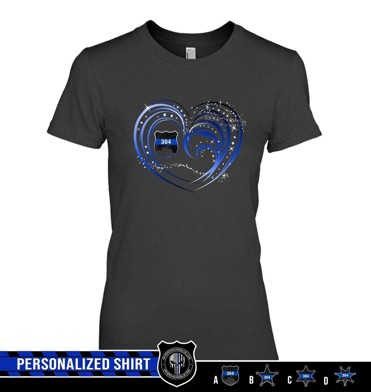 Apparel XS / Black Personalized Shirt - Sparkling Galaxy Swirly Heart - Standard Women's T-shirt