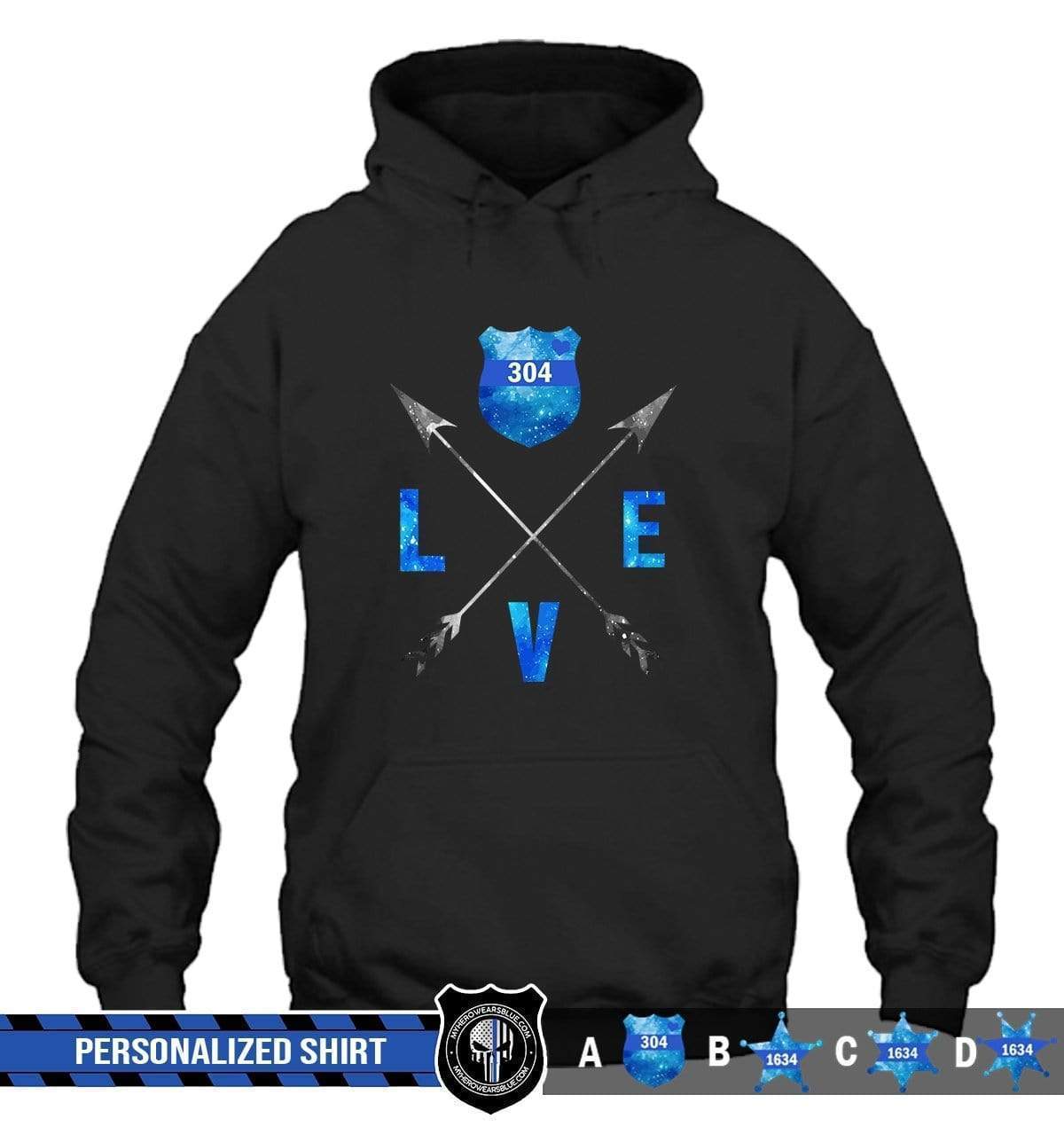 Apparel S / Black Personalized Shirt - Stacked Love Arrow - Police - DSAPP