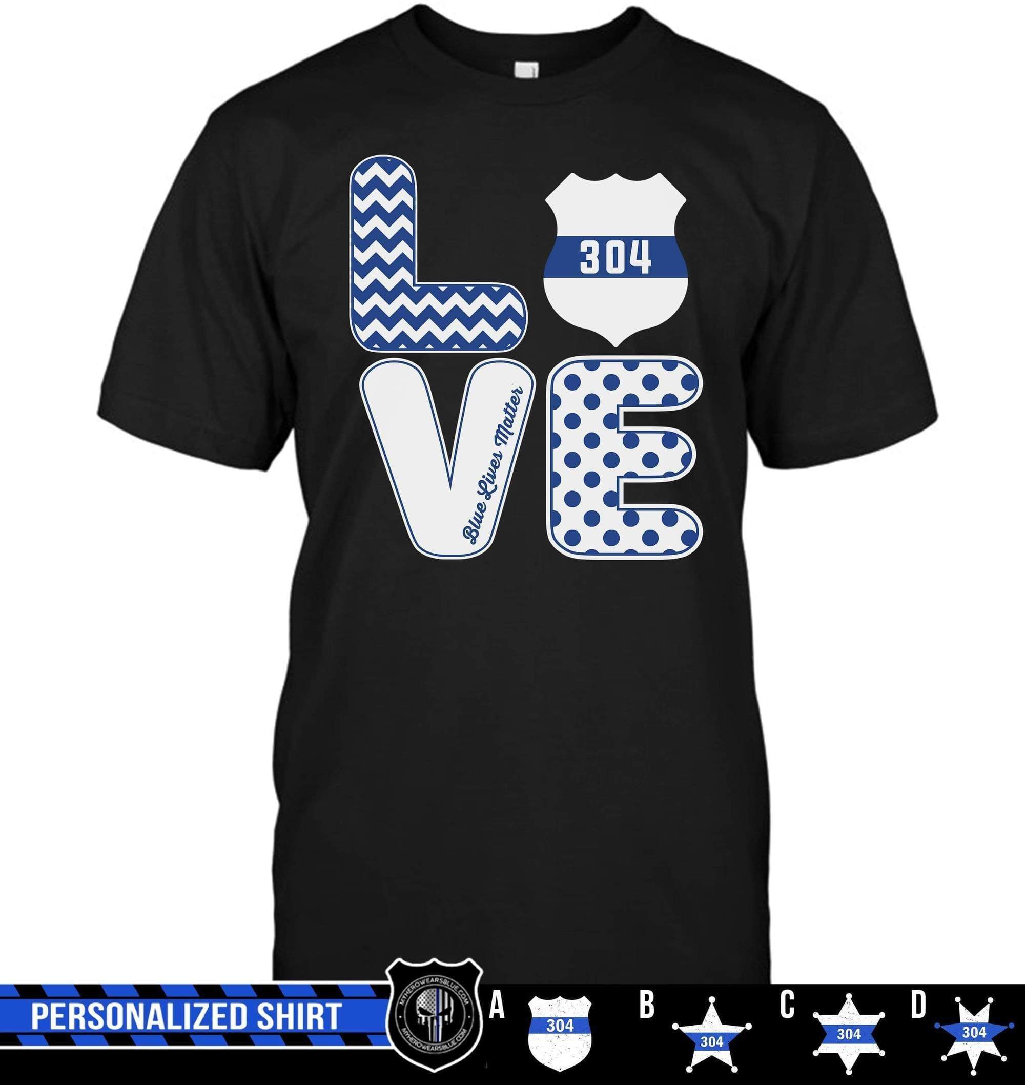 Apparel S / Black Personalized Shirt - Stacked Love - Different Patterns - Police - DSAPP