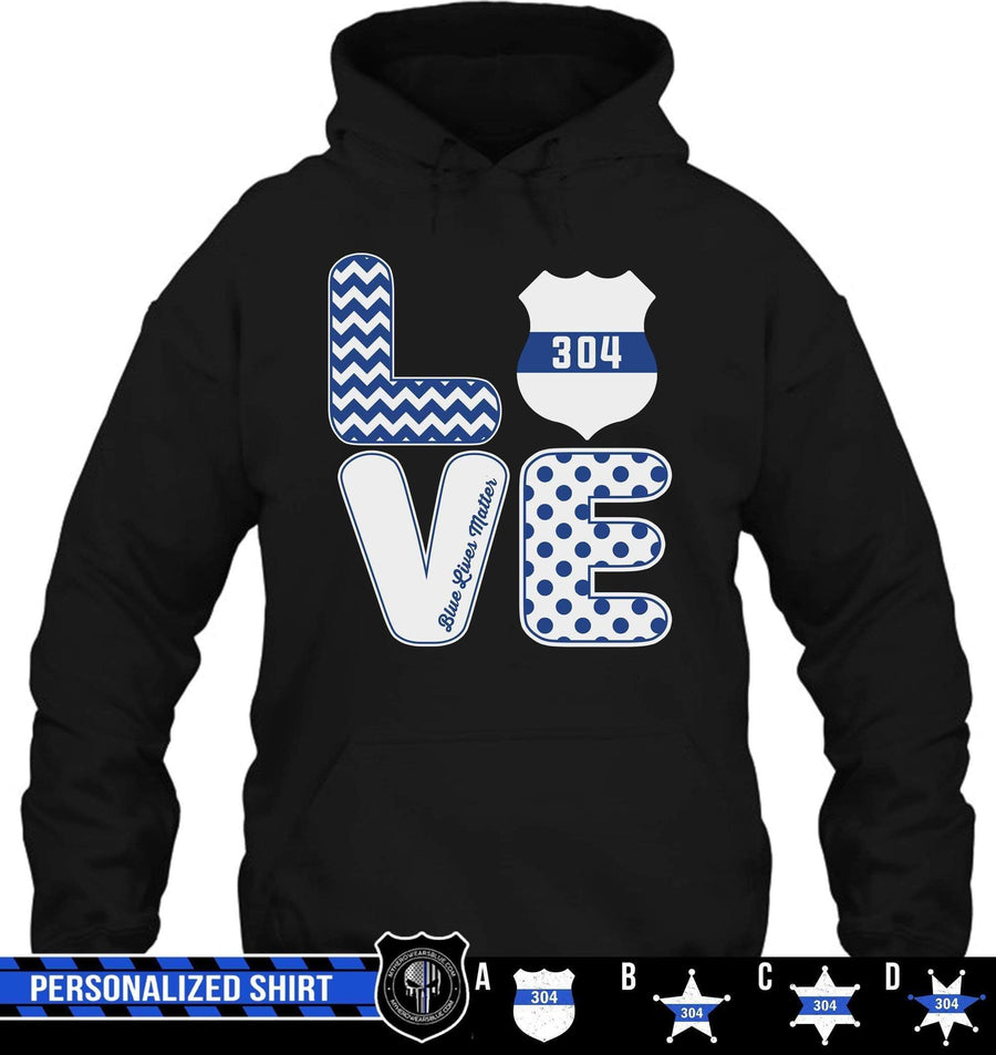 Apparel S / Black Personalized Shirt - Stacked Love - Different Patterns - Police - DSAPP