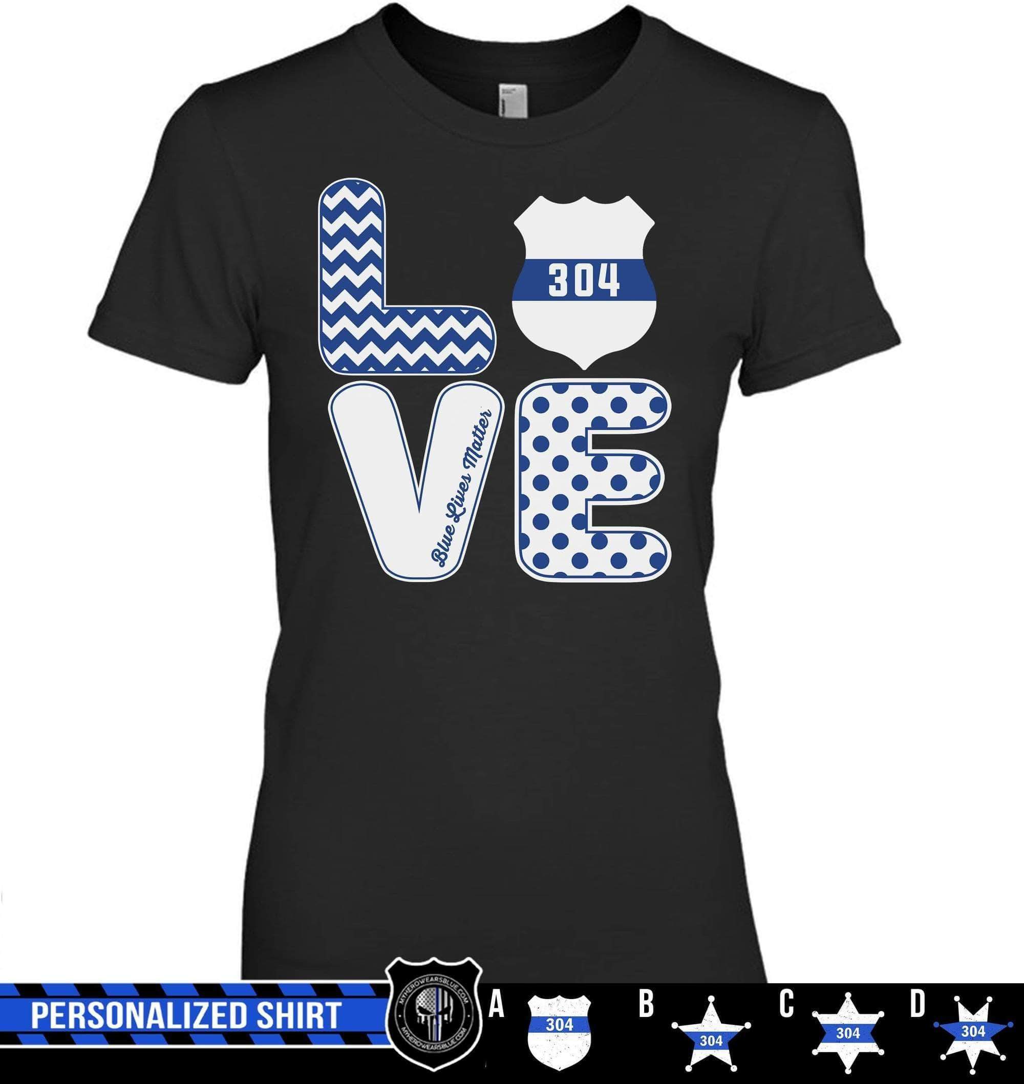 Apparel XS / Black Personalized Shirt - Stacked Love - Different Patterns - Police - DSAPP