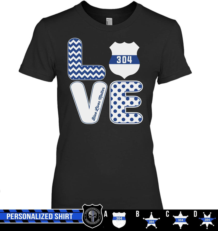 Apparel XS / Black Personalized Shirt - Stacked Love - Different Patterns - Police - DSAPP
