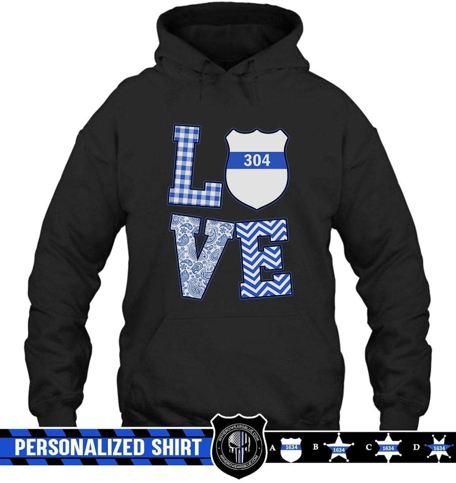 Apparel S / Black Personalized Shirt - Stacked Love - Police Badge - Checkered Pattern Shirt - DSAPP