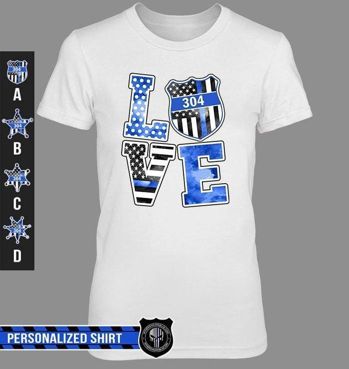 Apparel XS / White Personalized Shirt - Stacked Love - Police Badge - Galaxy Patterns - DSAPP