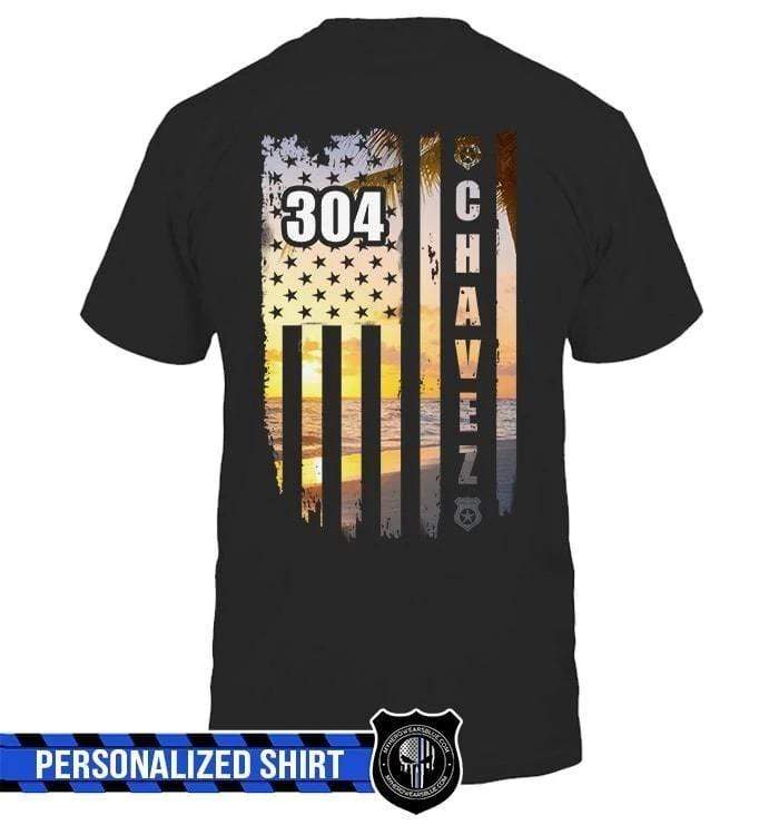 Apparel S / Black Personalized Shirt - Sunset On The Beach - Police - DSAPP