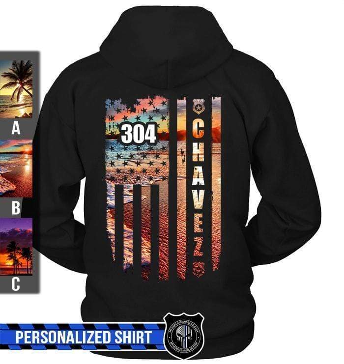 Apparel S / Black Personalized Shirt - Sunset On The Beach - Scenery - Police - DSAPP