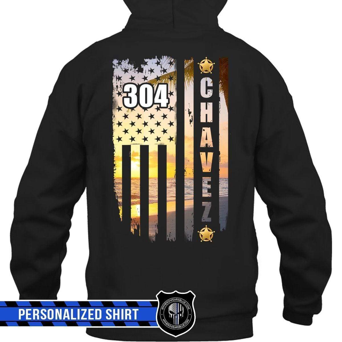 Apparel S / Black Personalized Shirt - Sunset On The Beach - Sheriff - DSAPP