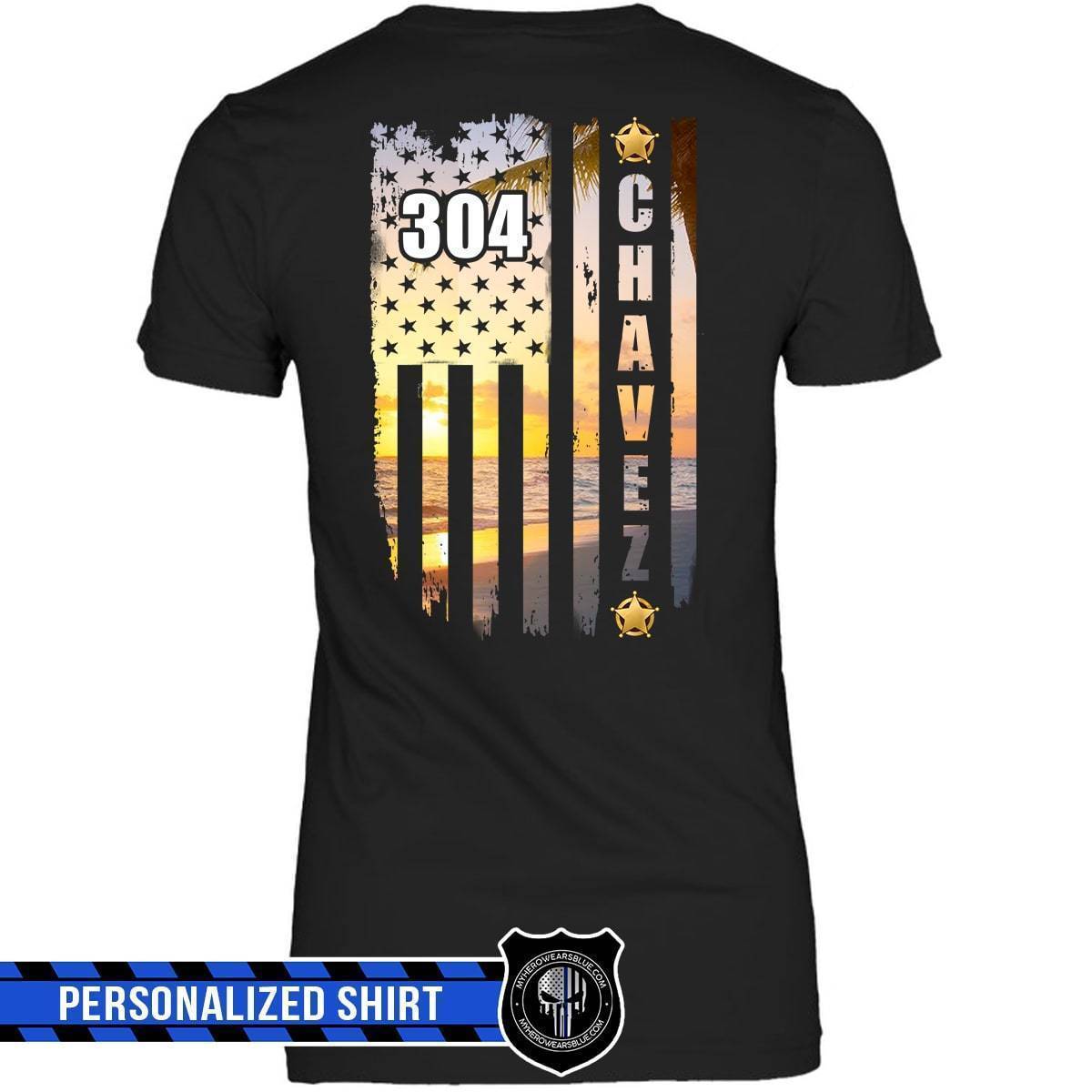 Apparel XS / Black Personalized Shirt - Sunset On The Beach - Sheriff - DSAPP