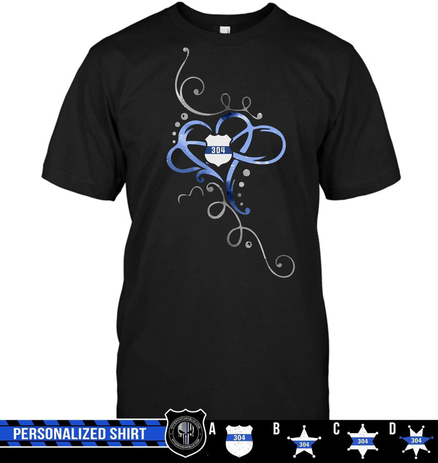 Apparel S / Black Personalized Shirt - Swirly Infinity Heart - Police - DSAPP