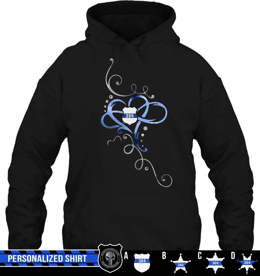 Apparel S / Black Personalized Shirt - Swirly Infinity Heart - Police - DSAPP