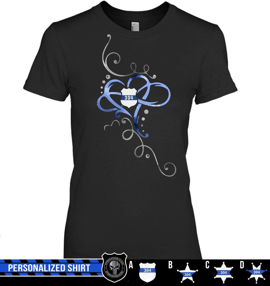 Apparel XS / Black Personalized Shirt - Swirly Infinity Heart - Police - DSAPP