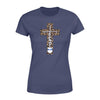 Apparel XS / Navy Personalized Shirt - TBL - Faith In Cross Shape Leopard - Standard Women's T-shirt - DSAPP