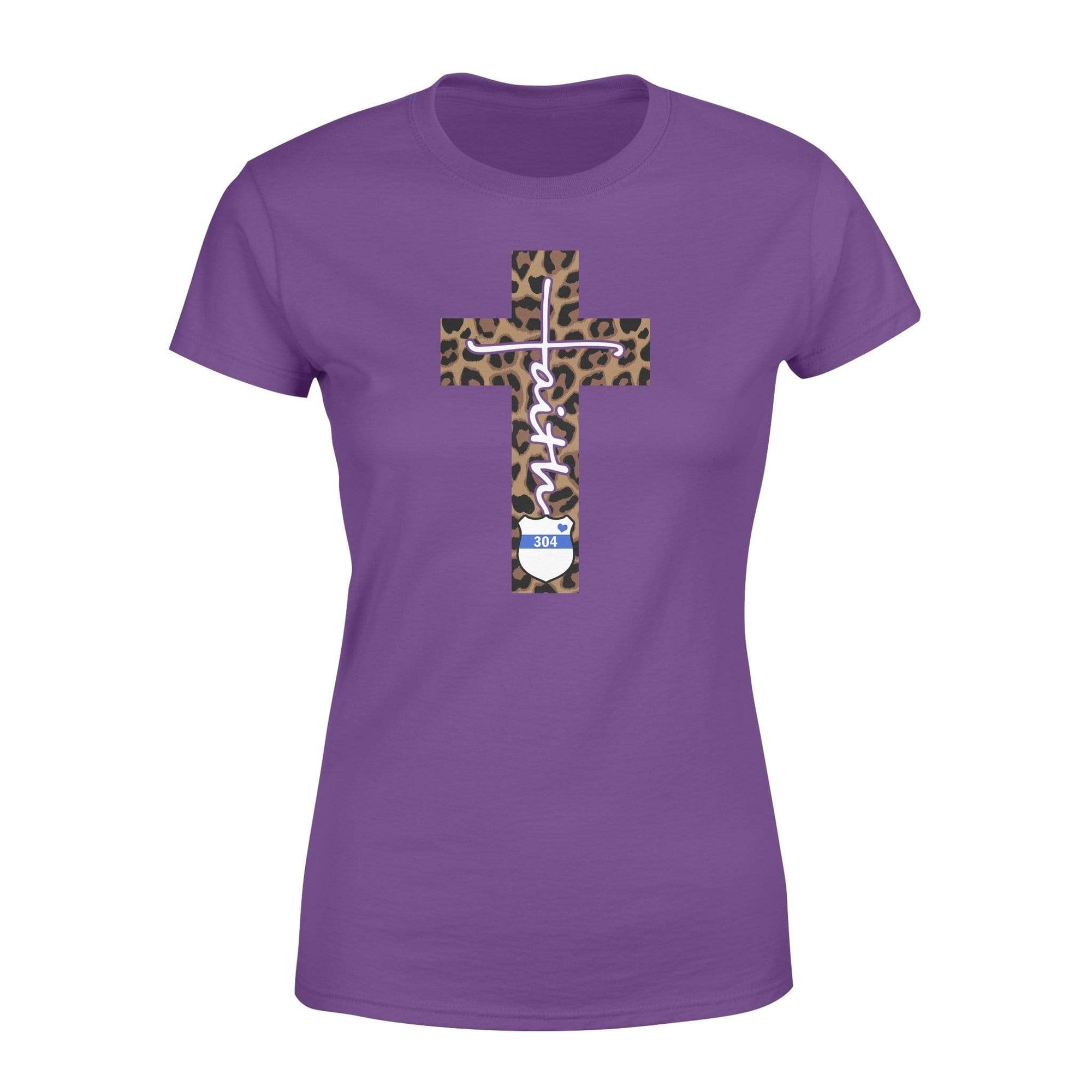 Apparel XS / Purple Personalized Shirt - TBL - Faith In Cross Shape Leopard - Standard Women's T-shirt - DSAPP