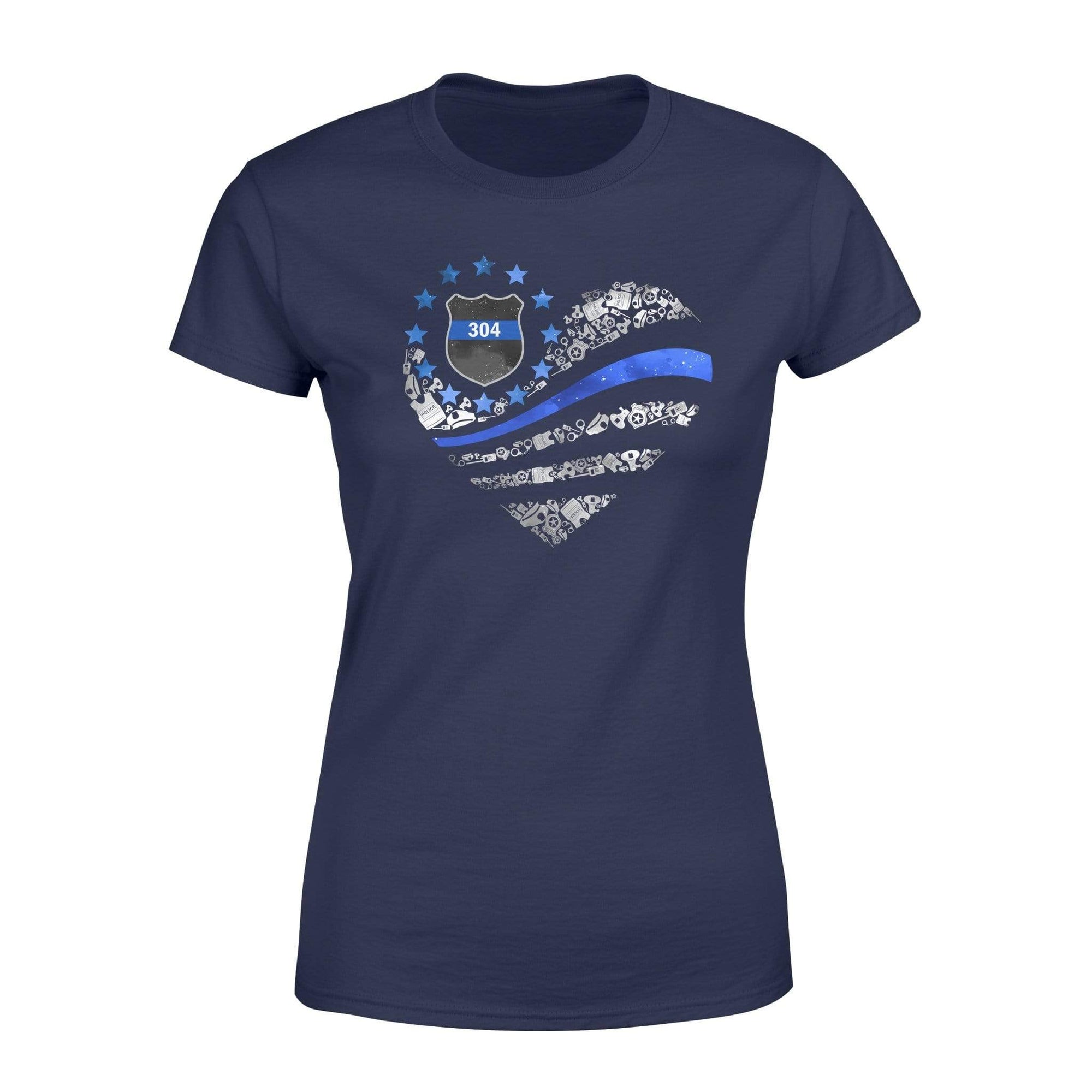 Apparel XS / Navy Personalized Shirt - TBL - Flag Heart Police Things Inside Shirt - Standard Women’s T-shirt - DSAPP