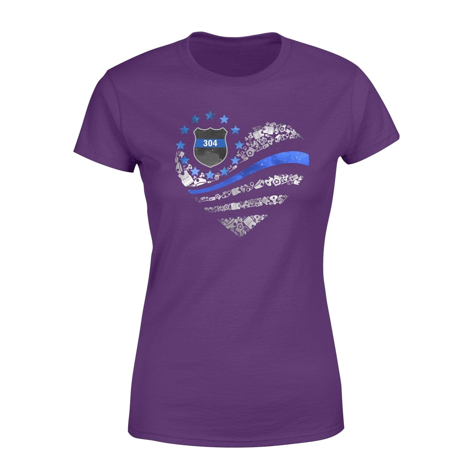 Apparel XS / Purple Personalized Shirt - TBL - Flag Heart Police Things Inside Shirt - Standard Women’s T-shirt - DSAPP