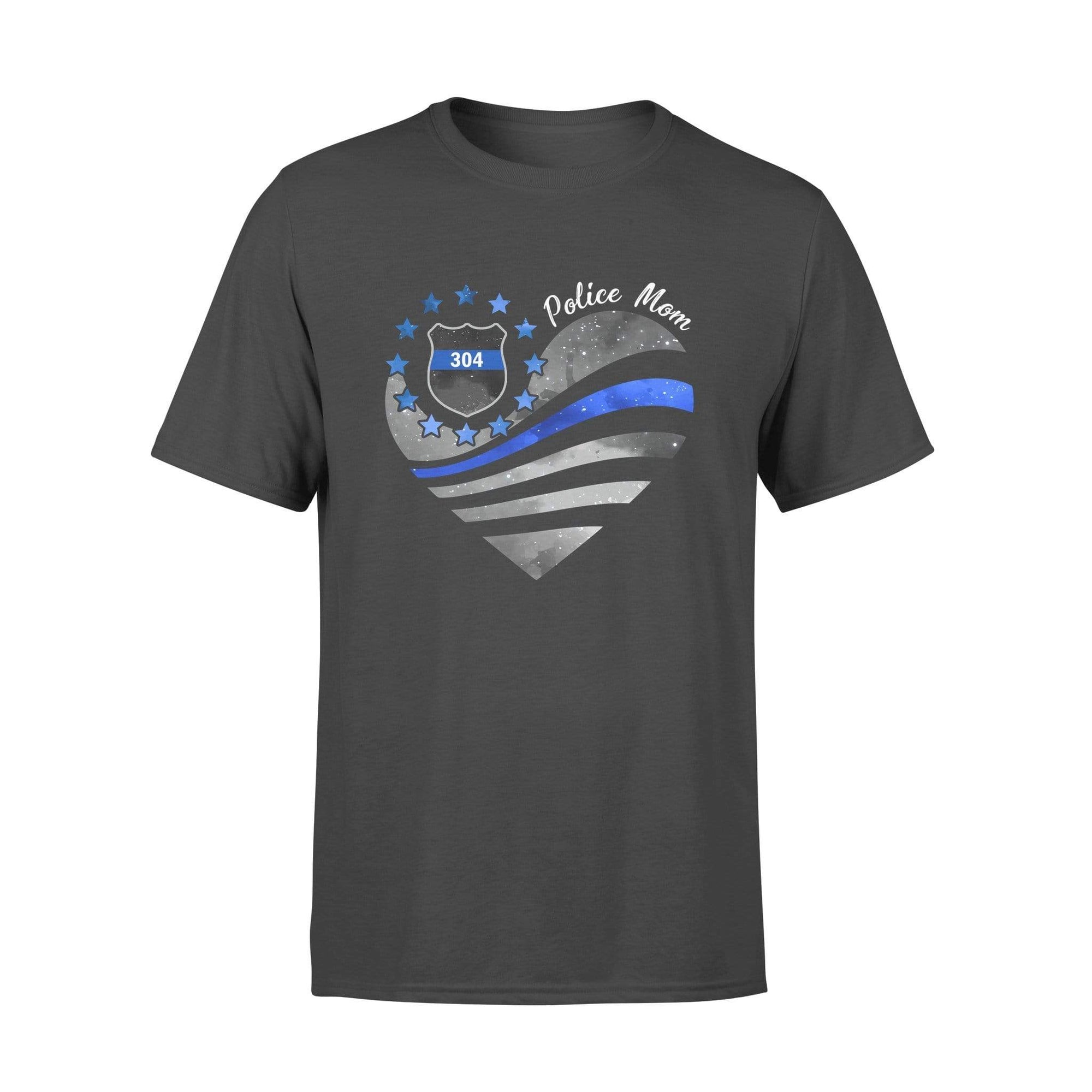 Apparel S / Black Personalized Shirt - TBL Galaxy Flag Heart - Police Mom - Standard T-shirt - DSAPP