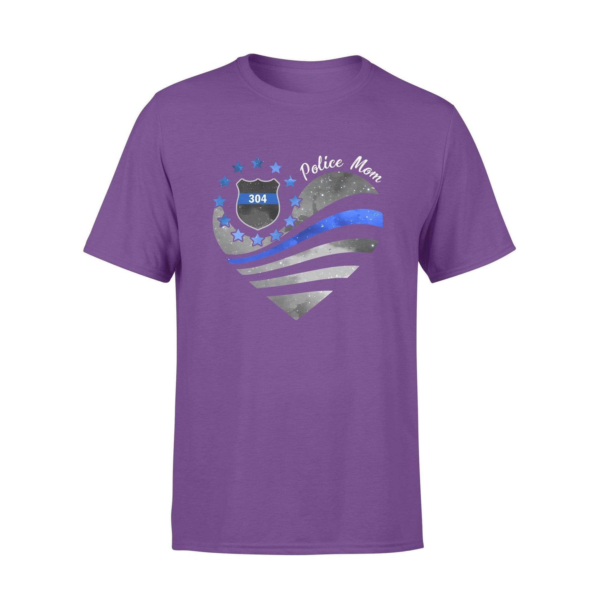 Apparel S / Purple Personalized Shirt - TBL Galaxy Flag Heart - Police Mom - Standard T-shirt - DSAPP