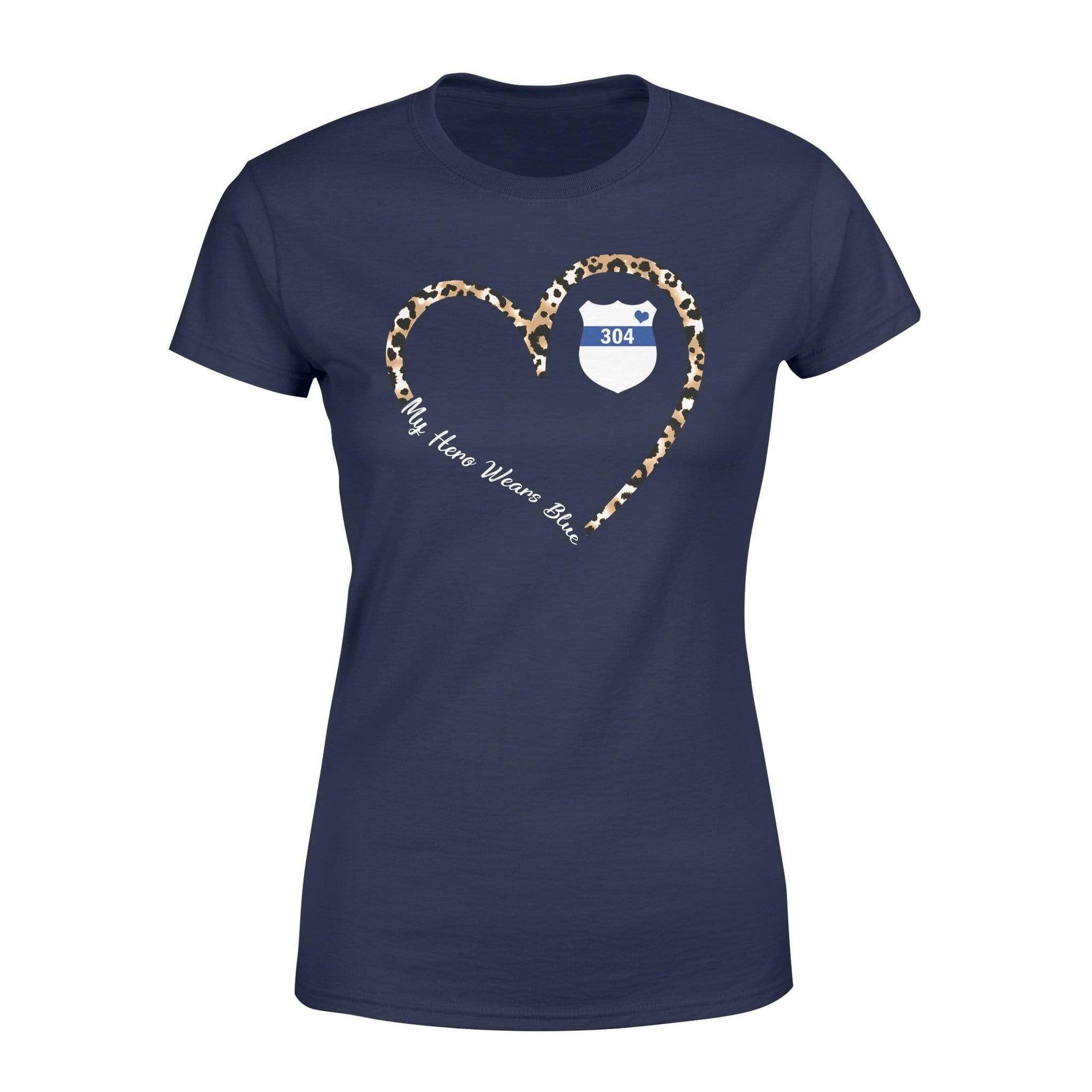 Apparel XS / Navy Personalized Shirt - TBL - Heart 3-4 Leopard - Standard Women’s T-shirt - DSAPP