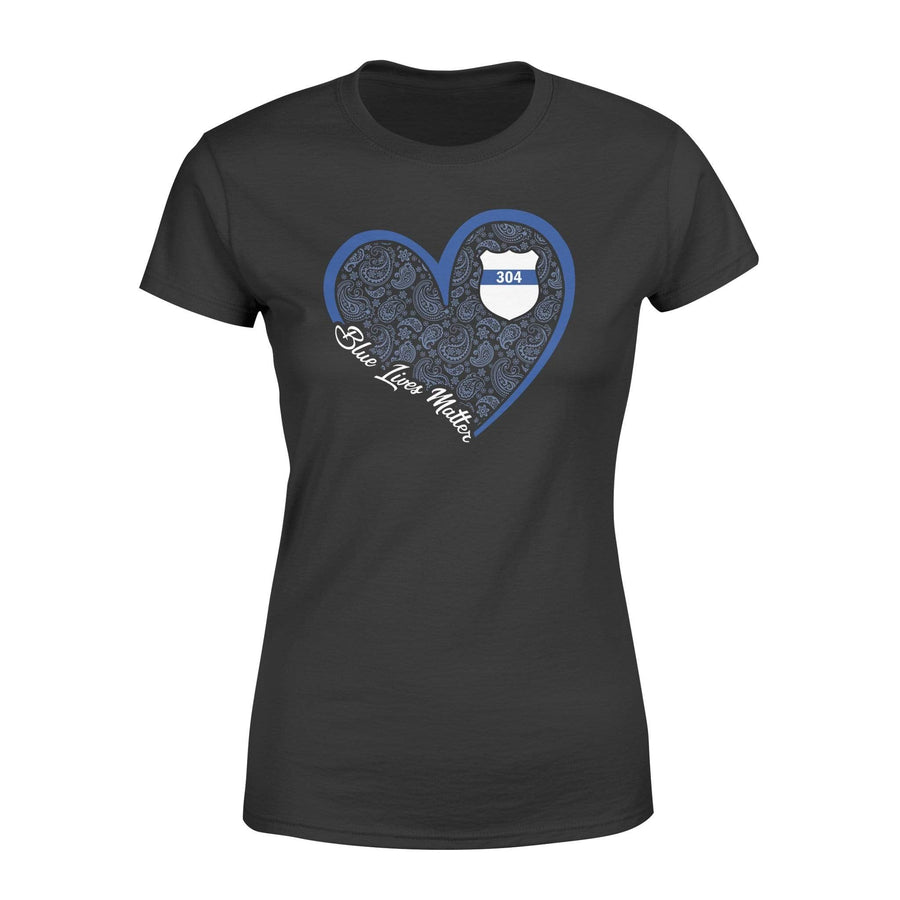 Apparel XS / Black Personalized Shirt - TBL - Heart 3-4 Paisley Blue Lives Matter - Standard Women’s T-shirt - DSAPP