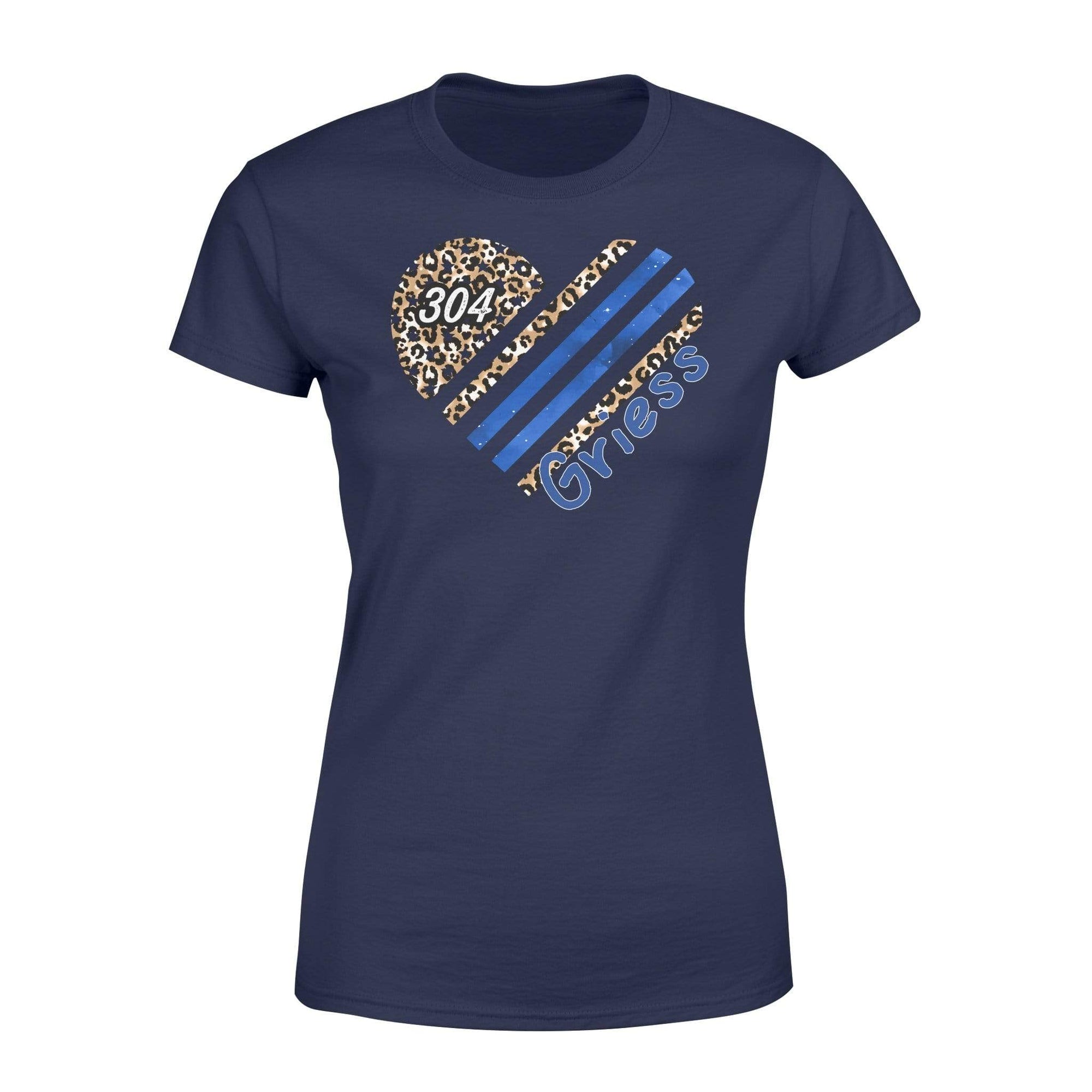 Apparel XS / Navy Personalized Shirt - TBL - Heart Leopard Stripes - Standard Women's T-shirt - DSAPP