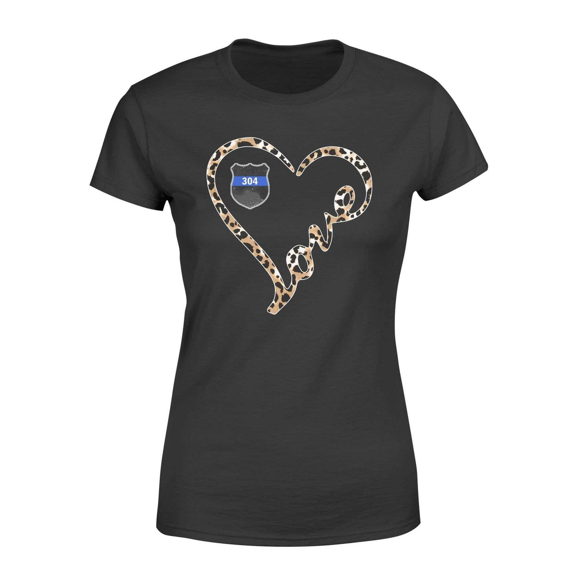 Apparel XS / Black Personalized Shirt - TBL - Heart Love Leopard Shirt - Standard Women’s T-shirt - DSAPP