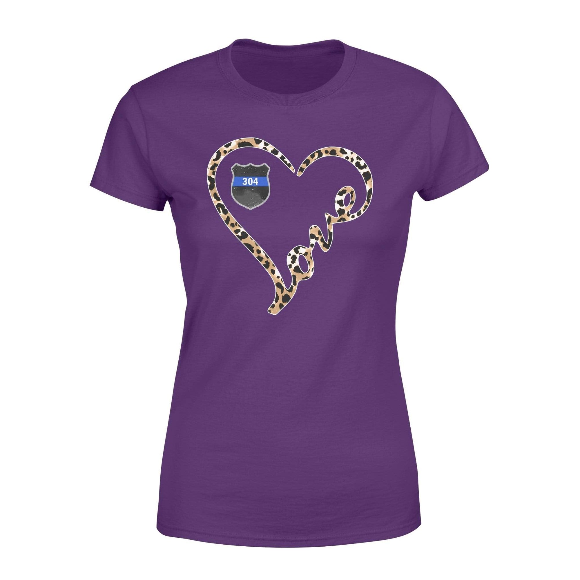 Apparel XS / Purple Personalized Shirt - TBL - Heart Love Leopard Shirt - Standard Women’s T-shirt - DSAPP